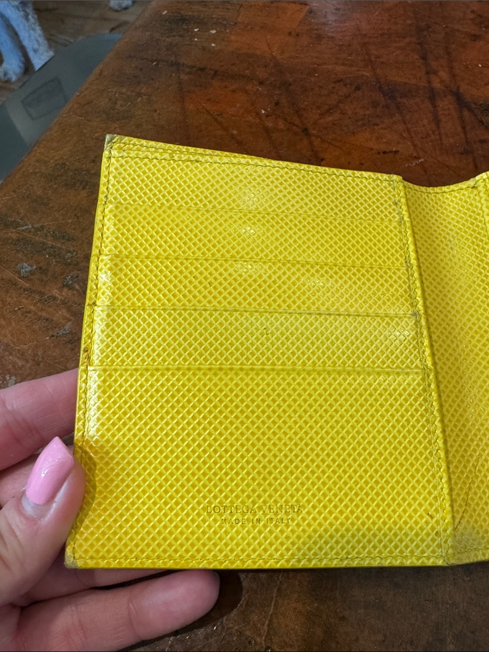 Bottega Veneta Yellow Leather Snap Wallet - Picture 4 of 16